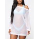 See-Through Simple Long Sleeve Cover-Ups Tops See-Through Simple Long Sleeve Cover-Ups Tops