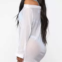 See-Through Simple Long Sleeve Cover-Ups Tops