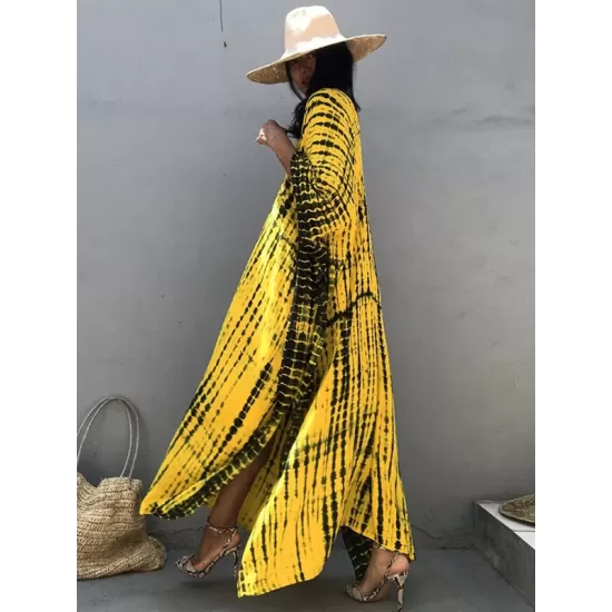 Bohemia Oversized Striped Printed Batwing Sleeves Cover-Up Bohemia Oversized Striped Printed Batwing Sleeves Cover-Up