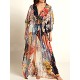 Floral Chiffon Half Sleeve Loose Long Cardigan Cover-Up Swimwear Floral Chiffon Half Sleeve Loose Long Cardigan Cover-Up Swimwear