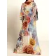 Floral Chiffon Half Sleeve Loose Long Cardigan Cover-Up Swimwear Floral Chiffon Half Sleeve Loose Long Cardigan Cover-Up Swimwear