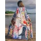 Half Sleeve Loose Floral Cardigan Vacation Beach Cover-Up Swimwear Half Sleeve Loose Floral Cardigan Vacation Beach Cover-Up Swimwear