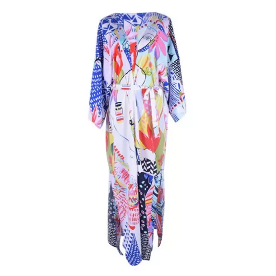 Half Sleeve Loose Floral Cardigan Vacation Beach Cover-Up Swimwear Half Sleeve Loose Floral Cardigan Vacation Beach Cover-Up Swimwear