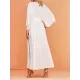 Solid Color Lace Split-Joint Long Sleeve Tunicshang Cover-Ups Solid Color Lace Split-Joint Long Sleeve Tunicshang Cover-Ups
