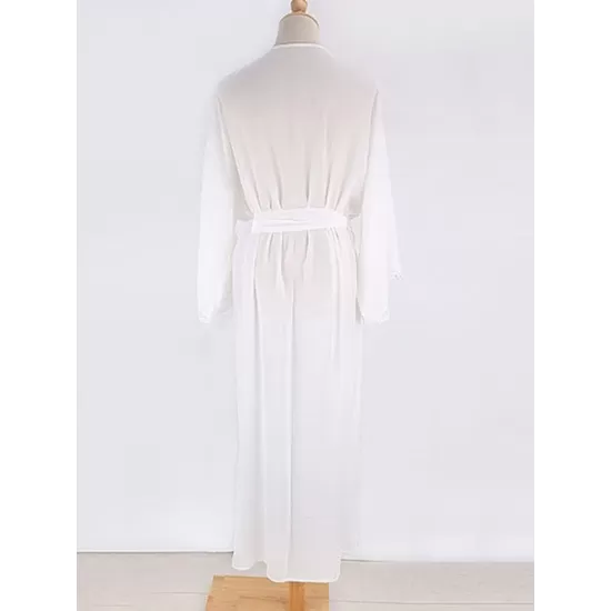Solid Color Lace Split-Joint Long Sleeve Tunicshang Cover-Ups Solid Color Lace Split-Joint Long Sleeve Tunicshang Cover-Ups