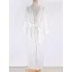 Solid Color Lace Split-Joint Long Sleeve Tunicshang Cover-Ups Solid Color Lace Split-Joint Long Sleeve Tunicshang Cover-Ups