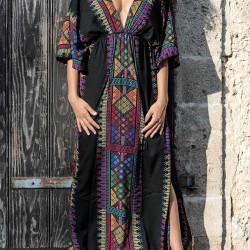 Ethnic Printed Flared Sleeves Cover-Ups Tops