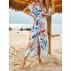 Short Sleeve V-Neck Midi Dress Cover-Up Swimwear Short Sleeve V-Neck Midi Dress Cover-Up Swimwear