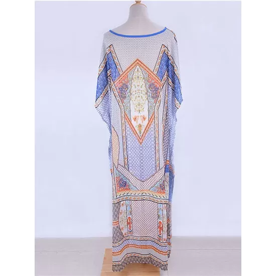 Vintage Print Loose Bat Sleeves See-Through Cover-Ups Tops Vintage Print Loose Bat Sleeves See-Through Cover-Ups Tops