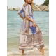 Vintage Print Loose Bat Sleeves See-Through Cover-Ups Tops Vintage Print Loose Bat Sleeves See-Through Cover-Ups Tops