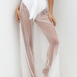See-Through Gauze Split-Joint Beach Trousers