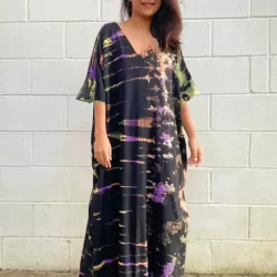 Bohemia Oversized Multicolor Printed Batwing Sleeves Cover-Up