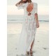 Short Sleeve Split-Side Backless Lace Cover-Up Swimwear Short Sleeve Split-Side Backless Lace Cover-Up Swimwear