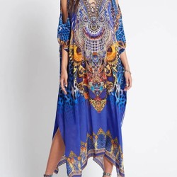 Off-The-Shoulder Half Sleeve Chiffon Split-Side Cover-Up Swimwear