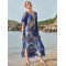 Off-The-Shoulder Floral Bandage V-Back Split-Side Cover-Up Swimwear