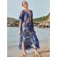 Off-The-Shoulder Floral Bandage V-Back Split-Side Cover-Up Swimwear Off-The-Shoulder Floral Bandage V-Back Split-Side Cover-Up Swimwear