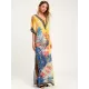 Off-The-Shoulder Floral Bandage V-Back Split-Side Cover-Up Swimwear Off-The-Shoulder Floral Bandage V-Back Split-Side Cover-Up Swimwear