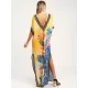 Off-The-Shoulder Floral Bandage V-Back Split-Side Cover-Up Swimwear Off-The-Shoulder Floral Bandage V-Back Split-Side Cover-Up Swimwear