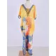 Off-The-Shoulder Floral Bandage V-Back Split-Side Cover-Up Swimwear Off-The-Shoulder Floral Bandage V-Back Split-Side Cover-Up Swimwear