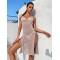 Spaghetti-Neck Hollow Split-Side See-Through Backless Cover-Up Swimwear