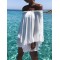 Loose Lacy Solid Color One-Shoulder Beach Mini Dresses