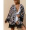 Leopard Printed Tasseled Loose Cover-Up Top
