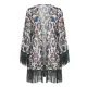 Leopard Printed Tasseled Loose Cover-Up Top Leopard Printed Tasseled Loose Cover-Up Top
