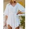 Irregular Clipping Lace-Up Half Sleeves Cover-Ups Tops