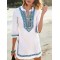 Embroidered Half Sleeves Cover-Ups Tops