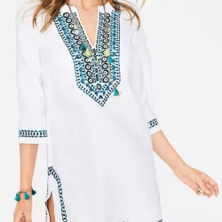 Embroidered Half Sleeves Cover-Ups Tops