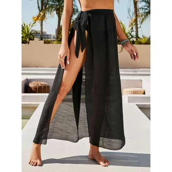Leopard Split Side Cover-Ups Swimwear Leopard Split Side Cover-Ups Swimwear