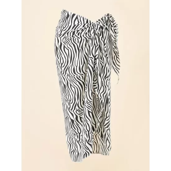 Leopard Split Side Cover-Ups Swimwear Leopard Split Side Cover-Ups Swimwear