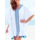 Printed Batwing Sleeves Tasseled Cover-up Printed Batwing Sleeves Tasseled Cover-up