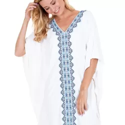 Printed Batwing Sleeves Tasseled Cover-up