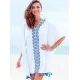Printed Batwing Sleeves Tasseled Cover-up Printed Batwing Sleeves Tasseled Cover-up