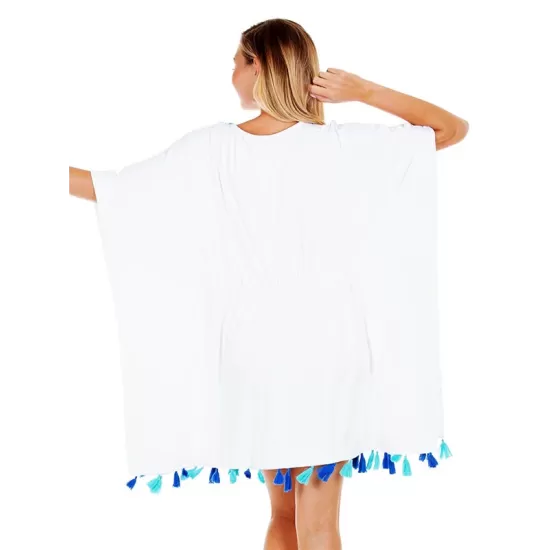 Printed Batwing Sleeves Tasseled Cover-up Printed Batwing Sleeves Tasseled Cover-up