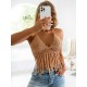 Halterneck V-Neck Cover-Ups Top Halterneck V-Neck Cover-Ups Top