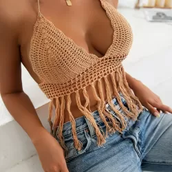 Halterneck V-Neck Cover-Ups Top