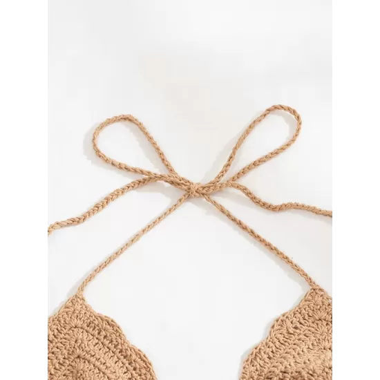 Halterneck V-Neck Cover-Ups Top Halterneck V-Neck Cover-Ups Top