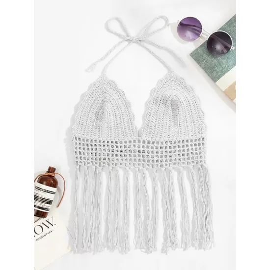 Halterneck V-Neck Cover-Ups Top Halterneck V-Neck Cover-Ups Top