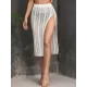 Knitted Solid Color Hollow See-Through Split-Side Cover-Up Swimwear Knitted Solid Color Hollow See-Through Split-Side Cover-Up Swimwear