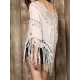 Sexy Crochetgo Split-Joint Tasseled Half Sleeve Cover-Ups Tops Sexy Crochetgo Split-Joint Tasseled Half Sleeve Cover-Ups Tops