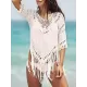 Sexy Crochetgo Split-Joint Tasseled Half Sleeve Cover-Ups Tops Sexy Crochetgo Split-Joint Tasseled Half Sleeve Cover-Ups Tops