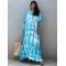 Bohemia Oversized Striped Printed Batwing Sleeves Cover-Up