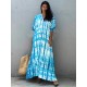 Bohemia Oversized Striped Printed Batwing Sleeves Cover-Up Bohemia Oversized Striped Printed Batwing Sleeves Cover-Up