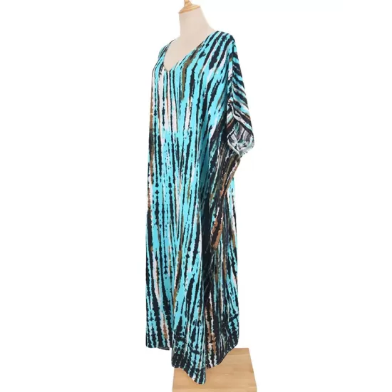 Bohemia Oversized Striped Printed Batwing Sleeves Cover-Up Bohemia Oversized Striped Printed Batwing Sleeves Cover-Up