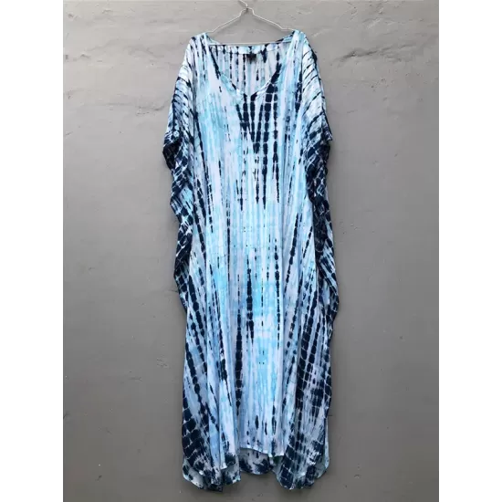 Bohemia Oversized Striped Printed Batwing Sleeves Cover-Up Bohemia Oversized Striped Printed Batwing Sleeves Cover-Up