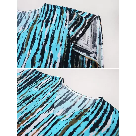 Bohemia Oversized Striped Printed Batwing Sleeves Cover-Up Bohemia Oversized Striped Printed Batwing Sleeves Cover-Up