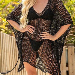 Lace Hollow Bat Sleeves Poncho Cover-Ups Tops
