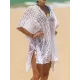 Lace Hollow Bat Sleeves Poncho Cover-Ups Tops Lace Hollow Bat Sleeves Poncho Cover-Ups Tops